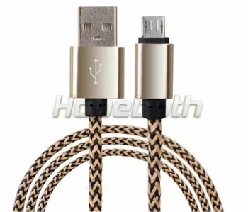 1m Metal legering Stof Nylon Flettet Mikro-USB-Kabel Føre Oplader Ledning tilbehør bundter samsung s6 s7 for htc