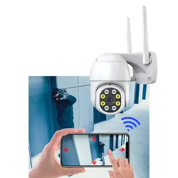 2MP WiFi IP-Kamera, 1080P HD-IP66 Vandtæt 4x Digital Zoom 8 Lysdioder Auto Tracking 335° Drej Baby Monitor til Brug i Hjemmet Lager