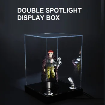 40X40X55CM Høj transparent Dobbelt spotlight akryl display box Garage Kit Ler Model Dækker Tilpasset toy støvtæt kasse