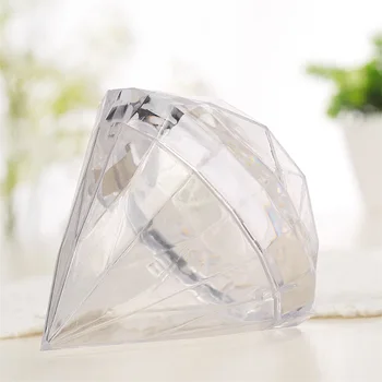 48pcs Akryl Bryllup Candy Box Klar Plast Diamond-Emballage til Bryllup Gaver Part Slik Indehavere Banket Giveaways