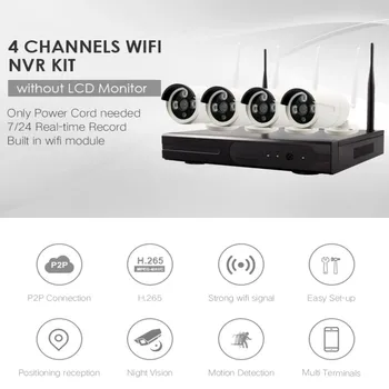 4CH 1080P Trådløs Sikkerhed Kamera System 4 Kanal Wifi NVR Kit 2,0 MP Udendørs CCTV IP-Kamera Video-Overvågning Kit 2/3/4TB HDD