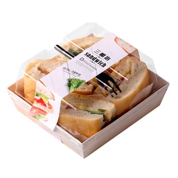 50stk Net rød hvid kort papir sandwich emballage klart cupcake box salat slik gave part favoriserer dessert boks med en gaffel
