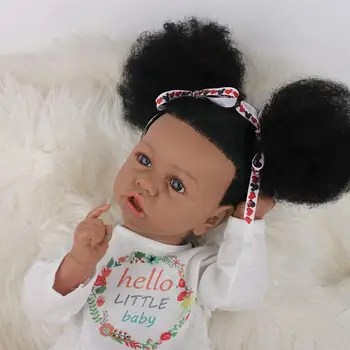 55cm Amerikanske Genfødt Sort Baby Badekar Fuld Pige Gave Kjole Sort Sommer Genfødt S Afrika Silikone Toy Bab D7h3