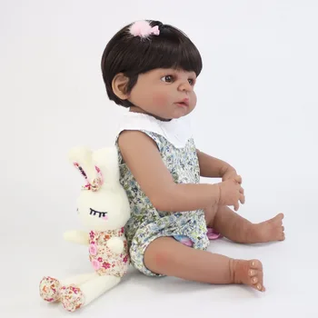 55cm Fuld Silikone Krop Reborn Baby Doll Legetøj Som Ægte Sort Hud Nyfødte Babyer i Live Bebe Dukke Bade Toy Piger Doll