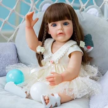 55cm Høj Kvalitet Søde Dukke Sue-Sue Fuld Silikone Prinsesse Baby Pige Genfødt lille Barn Håndlavet Realistisk Rigtig Baby Julegave