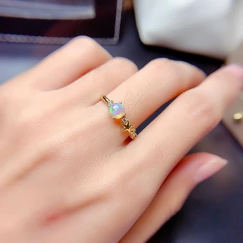 5mm Naturlige Opal Ring for Daglige Slid 925 Sølv Opal Smykker Mode Sterling Sølv Ædelsten Ring