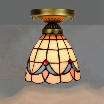 6-Tommer 15cm Tiffany Farvet Glas Midtergangen Korridor Balkon Lille Loft Lampe Magnolia Glas Lampe