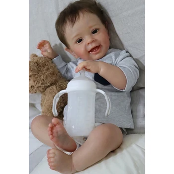 60CM Genfødt Bomuld Kroppen Færdig Dukke Malet Som Billede Baby Yannik I Dreng med Hånd-rodfæstet Hånd Malet
