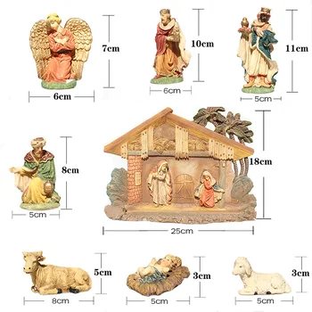 8stk Jesus Fødsel Religiøse Fødselskirken Figur Manger Gruppe Harpiks Statue Barn Dukke Jul Kirke Venskab Gave Home Decor