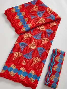 Afrikanske Schweiziske Voile Lace Fabrics 5+2 M Broderet Hule Nigerianske Kjoler Materiale Stof Syning For Daglige Lejlighed A2688