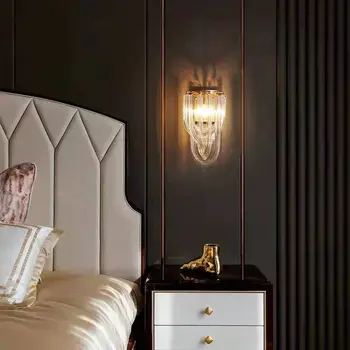 Amerikansk alle-kobber væglampe lys luksus kreative moderne stue crystal soveværelse sengen midtergangen baggrund væggen