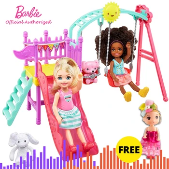 Barbie Helt Nye Ankomst Dukke Chelsea Puppe Mehrfarbig spille på slide og Swing 2stk Barbie Dukke Legetøj Til Børne Fødselsdag FTF93