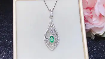 Bedste Gave Naturlige Real Smaragd Vedhæng i Massivt sterlingsølv S925 Smaragd halskæde Til Kvinder Farve Perle Sten