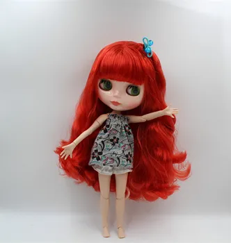 Blygirl Blyth dukke Tomat rød bangs hår nøgen dukke 30cm fælles organ 19 fælles DIY-dukke kan ændre makeup