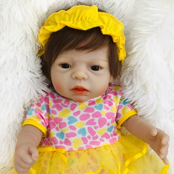 Boneca bebe genfødt corpo de silikone inteiro 22inch 55cm real silicona reborn baby dolls legetøj til piger gave