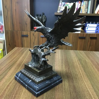 Bronze Eagle Sprede Vingerne Statue Skulptur Hawk Fugl Figur Dyr Falcon Kunst Hjem Kontor Indretning Large