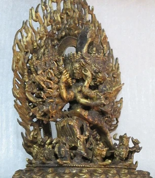 Collectible bronze S2216 Tibet vintage Bronze gild OKSE Mandala af Yamataka Buddha Vajrabhairava Yamantaka