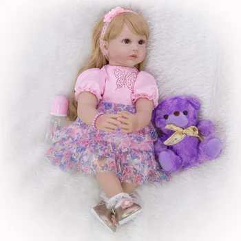 Dollmai 24 Tommer Bebes Genfødt lille barn pige dukke lol 60 cm Silikone Blød Realistisk Prinsesse reborn dukke legetøj Børne Fødselsdag gave