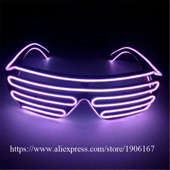 Engros-Pris El Wire Part Solbriller, Farverig LED-Belysning Shutter Briller Blinkende Led Lysende Fase DJ Rekvisitter 10stk/Masse