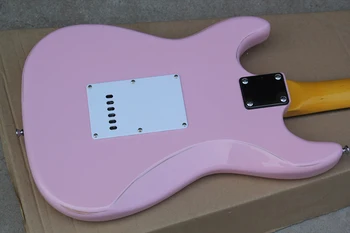 Factory Custom Vintage Pink Body Electric Guitar med Hvide Pickguard,3 Pickups,Gul Nakke,Krom Hardware,Tilbyder Tilpassede
