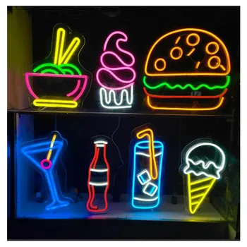 Food Burger, Cola Ice Cream Bar Neon Skilte LED Neon Lys Væg Tegn Indretning for Kunst Soveværelser Hjem Roomrestaurant Shop Udsmykning