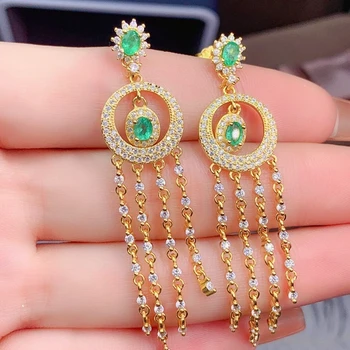 Forgyldte smykker øreringe til kvinder Emerald stud øreringe af 925 sterling sølv Kvinder Hiphop/Rock Uregelmæssige Uregelmæssig