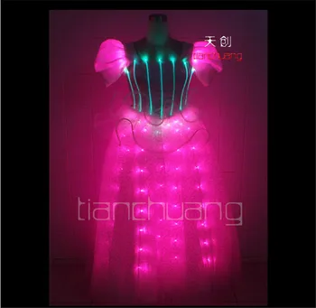 Fuld colorProgrammable dans kjole led kostumer ballroom sanger går på scenen tøj disco bryllup farverig belysning
