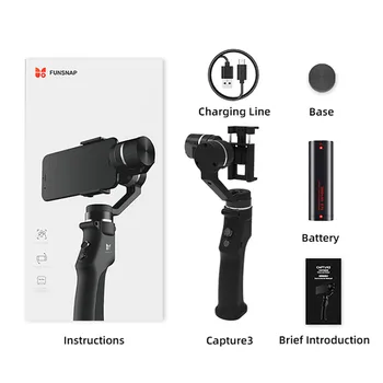 Funsnap Fange Gimbal Stabilizer (billedstabilisering) med Bluetooth-Remote til Smartphone Gopro Cam for Telefonen Automatisk Balance Selfie Stick Stativ