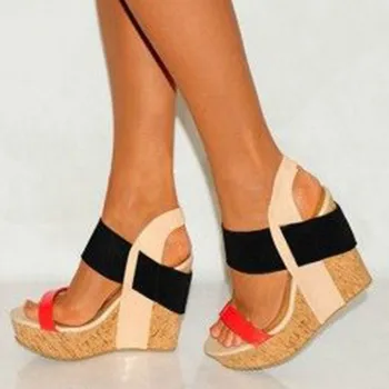 GOOFLORON NYE plus-size sko, Sød mode gratis , nude, 16 cm kile sandaler, kvinders sandaler. Størrelse: 34 - 45