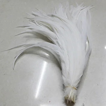 Gratis Forsendelse 50stk hvid Rooster Tail feather 12-14inches 30-35cm Farvet erobre den./cock hale Fjer