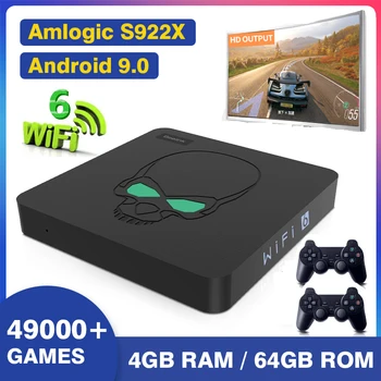 Gt-King Wifi 6 S922X Android-9.0-Tv-Boksen Super Vært Konsol Med 49000 Spil Velegnet Til Psp/Ps1/Ss/N64