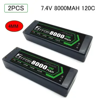 GTFDR 2STK batteri Lipo 2S 7.4 V 5200mah 6200mah 6500mah 8000mah 50C 100C 120C 240C 4,0 mm Hardcase For Slash 4X4 Bil