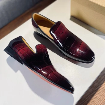 High-end-lys luksus business casual læder mænd sko Britisk stil importeret koskind top rød bund sko mode alsidig