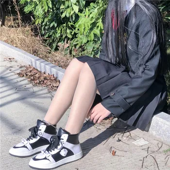 High top Lolita Sneaker Kvinder Harajuku Søde Runde Hoved Pink Blå Sko College Stil, Casual Street Skydning Japansk Sko Kvinder