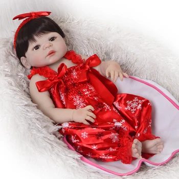 Hot salg Reborn Baby Doll 57cm fuld Silikone Baby Doll Toy Naturtro pige Kids Fødselsdag Julegaver bebe boneca genfødt
