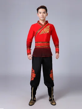 Kinesiske Mænd Yangko Dans Kostumer Mandlige Nationale Akrobatik Dans Robe Yangko Dans Tøj Kinesiske Tromme Dans Kjole