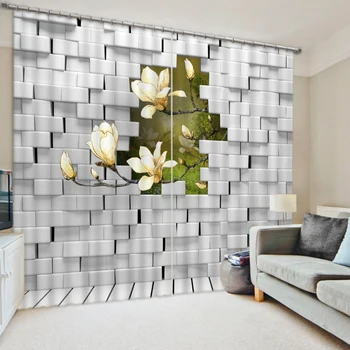 Kreative 3D-Sheer Gardiner til Mørklægning Stue Gardiner Hvid Blomst Uden Mur af Tynde Soveværelse Valance Dekoration Tekstiler