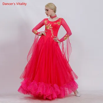 Luksus Pailletter Broderi Ballroom Dance Dress 2019 Nye Voksne Big Swing Kjole Kvinder Latin Vals-Tango Dans Kostumer