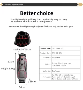 Lys golf tasker vandtæt golf taske 15 MÅDER Integreret Dobbelt Håndtag, Polstret Rem, Paraply Holder