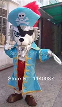 Mascot wolf Pirat Havet Rover Maskot Kostume Seje Pirat Mascotte Tøj Fancy Fress Cosply Karneval Kostume