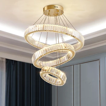 Moderne Luksus Led Krystal Vedhæng lys Villa Trappe Stue Drop lys soveværelse LED lysekrone Suspendere Lamparas Inventar