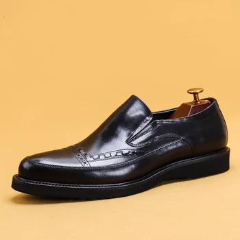 Mænds ægte læder casual bløde pendling unge klassiske formel designer luksus mode kjole italienske høj kvalitet sko til