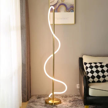 Nordisk Minimaliste Line-Art Design Led Gulvlampe Stue Home Decor Stående Lys Soveværelse Sengelampe Indendørs Belysning