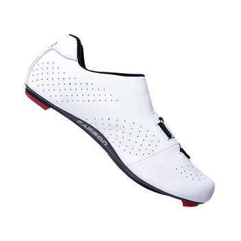 Nye Boodun Road cykel sko Læder ultralet kulfiber selvlåsende Sko professionel racing white bike cykling sneakers