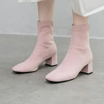 Nye efterår/vinter 2020 kvinder Short boots i Ægte læder Kvindelige støvler Europæiske mærker Sox-Ankel støvler spænde håndlavet