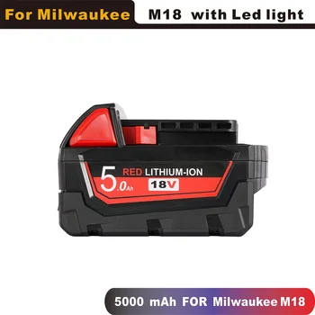 NYE SALG 18V 5Ah 5000mAh Li-ion-Værktøj Batteri til Milwaukee M18 48-11-1815 48-11-1850 2646-20 2642-21CT Genopladelige Batterier