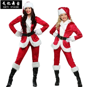 Nyt Et Komplet Sæt Af Jul Kostumer Santa Claus For Voksne Rød cosplay Tøj Santa Claus Kostume Laipelar Luxury Kjole, der Passer
