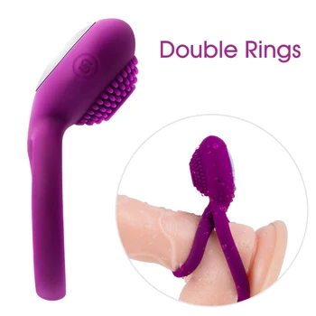 Penis Ring Med Vibrator Silikone Dobbelt Ringe For Cock Bolde Silicone Cockring For Par, Voksen Sex Legetøj Til Mænd