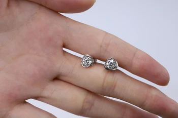 PERLE ' S BALLET Klassisk Hjerte Moissanite Skinnende Diamant Øreringe af 925 Sterling Sølv Erklæring Stud Øreringe Til Kvinder Fine Smykker