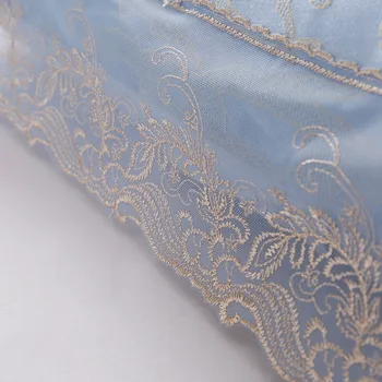 Poly bomuld, Hvid Dyne Cover Sæt med Blå blonder, herunder dyne-og pudebetræk